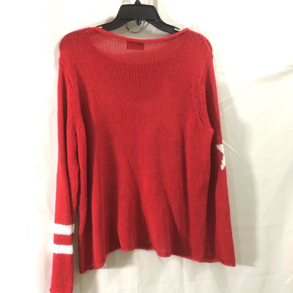 Wooden Ships Paola Buendia Red Star Open Knit Sweater Size Small Medium - Picture 4 of 5